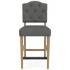 Riverside Furniture 92637 Riverside Furniture 92637 Mix-N-Match Chairs - Button Tufted Upholstered Stool (Set of 2) - Dark Gray
