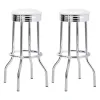 CoasterEveryday 2299W Retro - Upholstered Metal Swivel Bar Stool (Set of 2) - White