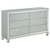 CoasterEssence 223213 Gunnison - 6-Drawer Dresser - Silver Metallic