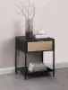 Coaster Fine Furniture 930235 Amherst - 1-Drawer Radio Weave Rattan Metal Side Table - Black