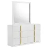 Coaster Fine Furniture 223093M Ines - 6-Drawer Bedroom Dresser With Mirror - White High Gloss