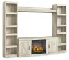 Ashley Furniture EW0331W8 Bellaby - 5-Piece Entertainment Center With Electric Fireplace - Whitewash