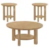 Coaster Fine Furniture 706298-S3 Ottowa - 3 Piece Round Wood Coffee Table Set - Washed Oak