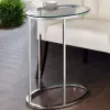 CoasterEveryday 902927 Kyle - Oval Glass Top C-Shaped Sofa Side Table - Chrome