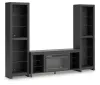 Ashley Furniture W2721W2 Cayberry - 3-Piece Entertainment Center With Electric Fireplace - Black