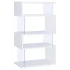 CoasterEveryday 800300 Emelle - 4-Shelf Glass Panel Bookshelf - White
