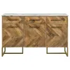 CoasterElevations 951138 Keaton - 3-Door Marble Top Herringbone Accent Cabinet - Natural