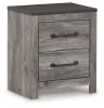 Ashley Furniture B1290-92 Bronyan - Two Drawer Night Stand - Dark Gray