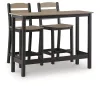 Ashley Furniture PCP221-113 Shoreline Beach - Outdoor Counter Table And 2 Barstools (Set of 3) - Black / Beige