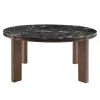 ACME DN06880 Estella - Round Dining Table With Natural Marble Top - Black Top & Walnut