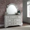 Liberty Furniture 244-BR-QUBDMN Liberty Furniture 244-BR-QUBDMN Magnolia Manor - 4 Piece Bedroom Set (Queen Upholstered Bed Wooden Footboard, Dresser & Mirror, Nightstand) - Antique White