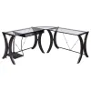 CoasterEssence 800446 Monterey - Glass Top L-Shape Computer Desk - Cappuccino