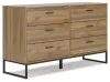 Ashley Furniture EB1866-231 Deanlow - Six Drawer Dresser - Honey