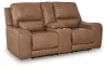 Ashley Furniture PCU6260618 DeepWakes - Power Reclining Loveseat / Console / Adjustable Headrest - Caramel