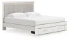 Ashley Furniture PCB3381B9 Zuraleus - King Upholstered Panel Platform Storage Bed - White