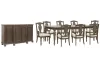 Pulaski Furniture P412240-KIT20 Pulaski Furniture P412240-KIT20 Saddle Creek - Extendable Leg Dining Table With 8 Wood Back Arm Chairs And Server - Timber Brown