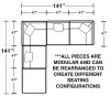 Jackson Furniture Industries 4445/31/59/28-11 Posh - 5 Piece Modular Sectional With 2 Armless, 2 Corners, 1 Cocktail Ottoman - Porcelain