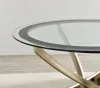 CoasterEveryday 707887 Brooke - Round Glass Top Side End Table Metal Base - Brass
