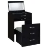 Coaster Fine Furniture 930209 Danbury - 3-Drawer Makeup Vanity & Stool Set - Black High Gloss