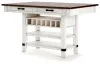 Ashley Furniture D546-32 Valebeck - Rect Dining Room Counter Table With Wine Rack - White / Brown