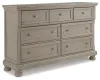 Ashley Furniture B733/31/36/46/54/77/96 Lettner - Queen Sleigh Bed - 6 Pc. - Dresser, Mirror, Chest, Queen Bed - Light Gray