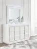 Ashley Furniture B822/31/36/57/54S/97/92(2) Ashley Furniture B822/31/36/57/54S/97/92(2) Chalanna - 7 Pc. - Dresser, Mirror, Queen Upholstered Storage Bed, 2 Nightstands - White