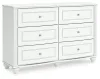 Ashley Furniture PCB1819-21 Kozlani - Six Drawer Dresser - White