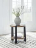 Ashley Furniture T518-6 Ridgester - Round End Table - Light Brown / Black