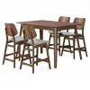 New Classic 45-D1651-DR4GC New Classic 45-D1651-DR4GC Oscar - Counter Wood Table - Walnut With 4 Gray Cushion Chairs - Brown / Gray
