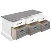 CoasterEssence 501196 Alma - 3-Drawer Storage Bench - White And Weathered Gray