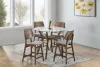 New Classic 45-D1651-DG4GC Oscar - Round Glass Counter Table With 4 Gray Cushion Chairs - Brown / Gray