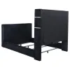 Coaster Fine Furniture 315868BLKQ Tisdall - Queen Flame Visualizer Wingback TV Bed - Black