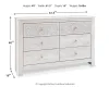 Ashley Furniture B181-31 Paxberry - Six Drawer Dresser - Medallion Drawer Pulls - Whitewash