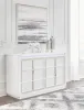 Ashley Furniture B822/31/36/58/56S/97 Ashley Furniture B822/31/36/58/56S/97 Chalanna - 5 Pc. - Dresser, Mirror, King Upholstered Storage Bed - White