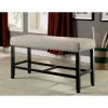 Furniture of America CM3324BK-PBN Sania - Counter Height Bench - Antique Black / Beige