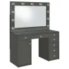 Coaster Fine Furniture 931145 Acena - 7-Drawer Vanity Set With Lighting - Gray High Gloss