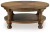Ashley Furniture T614-8 Chadworth - Round Cocktail Table - Medium Brown