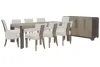 Pulaski Furniture P402240-KIT74 Pulaski Furniture P402240-KIT74 Anderson Park - Leg Dining Table With 6 Klismos Dining Chairs, 2 Upholstered Arm Chairs And Sideboard - Moose Trail / Frontier Brown