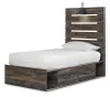 Ashley Furniture B211B11 Ashley Furniture B211B11 Drystan - Twin Panel Bed With 4 Side Drawers - Brown / Beige
