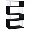 CoasterEveryday 800340 Emelle - 4-Shelf Glass Panel Bookshelf - Black
