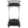CoasterEveryday 910001 Elfman - 2-Tier Glass Shelf Metal Bar Cart - Black And Chrome