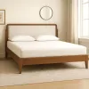 New Classic 00-B1862HW-300 Hawthorne - 5/0 Queen Platform Bed With White Upholstered Headboard - Brown