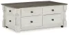 Ashley Furniture T994-20 Havalance - Lift Top Cocktail Table with Storage Drawers - White / Gray