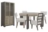 Pulaski Furniture P402230-KIT27 Pulaski Furniture P402230-KIT27 Anderson Park - Round Dining Table With 2 Klismos Dining Chairs, 2 Upholstered Arm Chairs And China Cabinet - Moose Trail / Frontier Brown