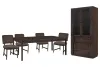 Pulaski Furniture P419240-KIT2 Pulaski Furniture P419240-KIT2 Modern Mosaic - Leg Dining Table With 4 Side Chairs And China Cabinet - Brown