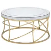 Coaster Fine Furniture 710368-S3 Elise - 3 Piece Round Mirror Top Coffee And End Table Set - Gold
