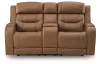 Ashley Furniture PCU1160018A Ashley Furniture PCU1160018A Knightington - Power Reclining Loveseat With Audio Console - Caramel