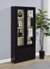 Coaster Fine Furniture 953478 Hawthorne - 4-Shelf Glass Door Tall Cabinet With Drawers - Black