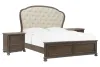 Pulaski Furniture P412-BR-K6-KIT7 Pulaski Furniture P412-BR-K6-KIT7 Saddle Creek - California King Upholstered Panel Bed With 2 Bachelor Chest - Timber Brown