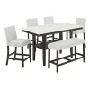 New Classic 45-D422-D4CB New Classic 45-D422-D4CB Carissa - Rectangle Counter Table With 4 Chairs & 1 Bench - White